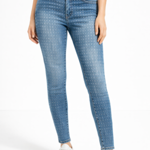 Skinny дънки с бели камъни